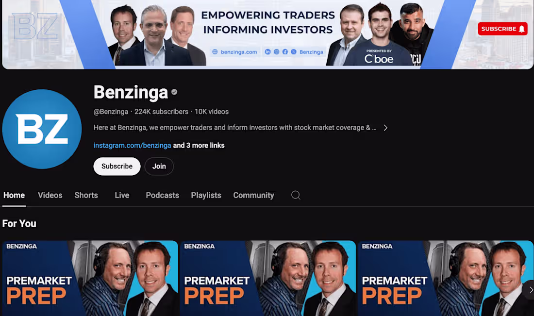 Cover image for Benzinga Social Media