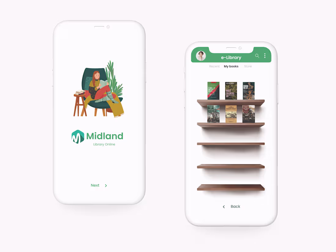 Cover image for Midland Library Online - A UX case study on Behance