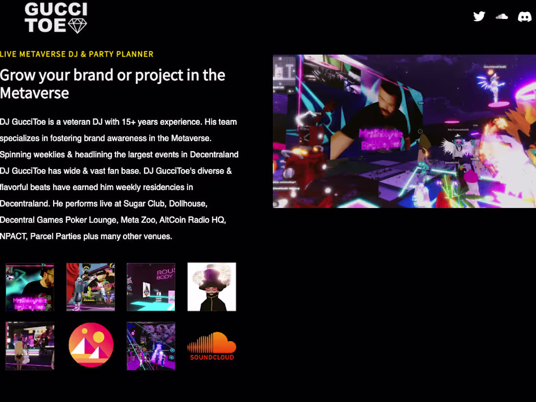 Cover image for DJ GucciToe 💎 Metaverse DJ -Web site build & NFT collection