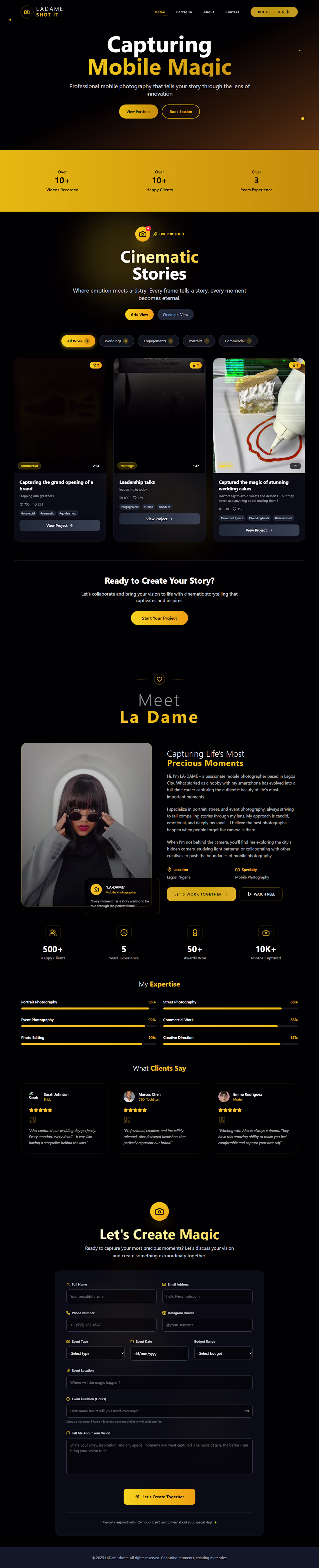 Cover image for Cinematic Portfolio Website for La Dame Shot It