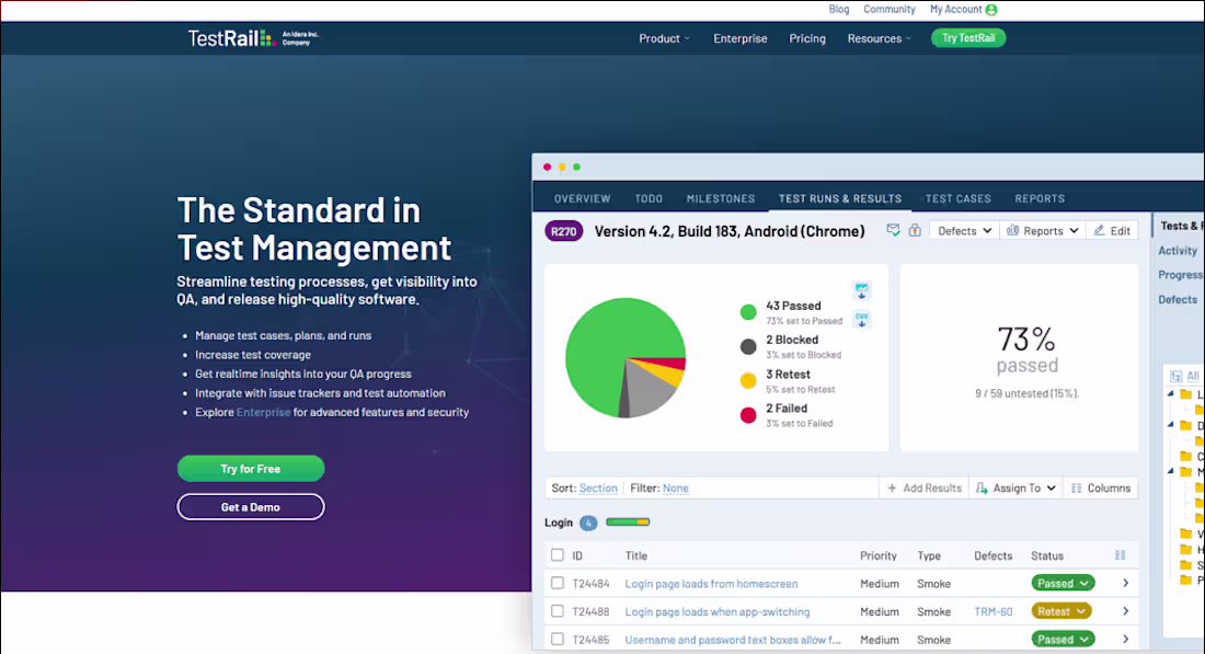 Cover image for Functional Testing management Tool  TESTRAIL’s USER INTERFACE
