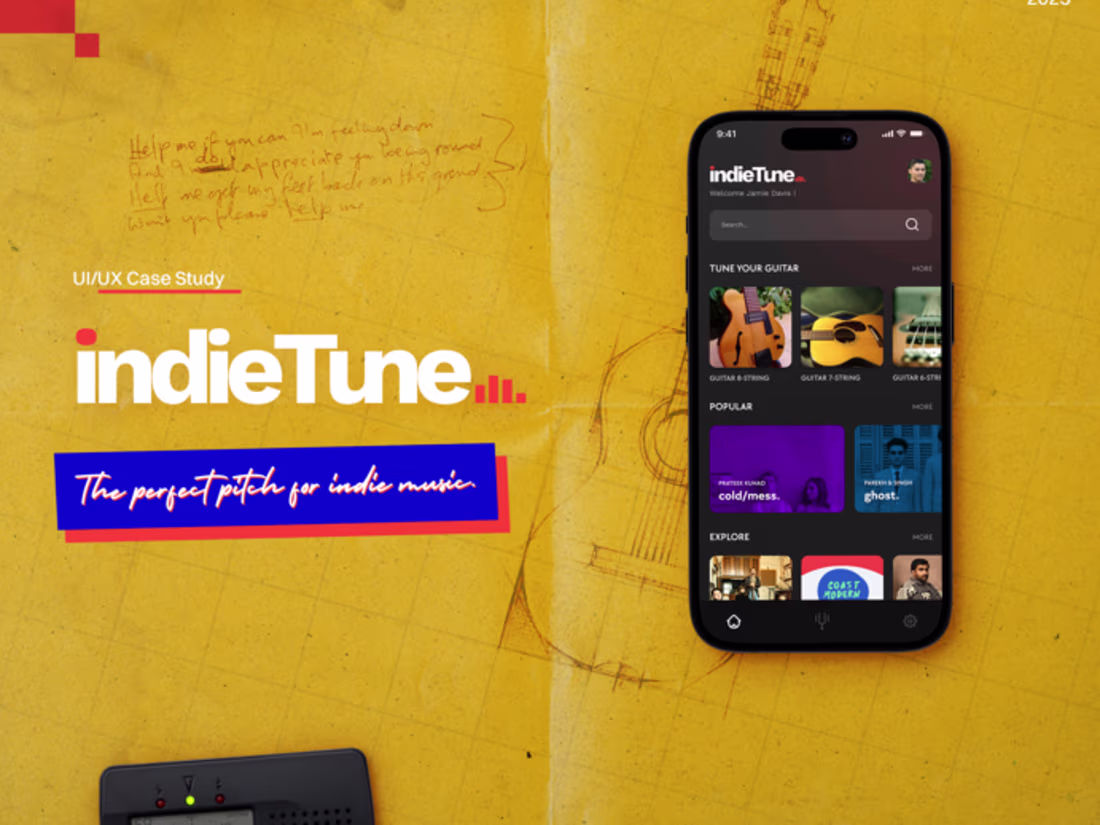 Cover image for IndieTune - Guitar Tuning App | Ui/Ux Project
