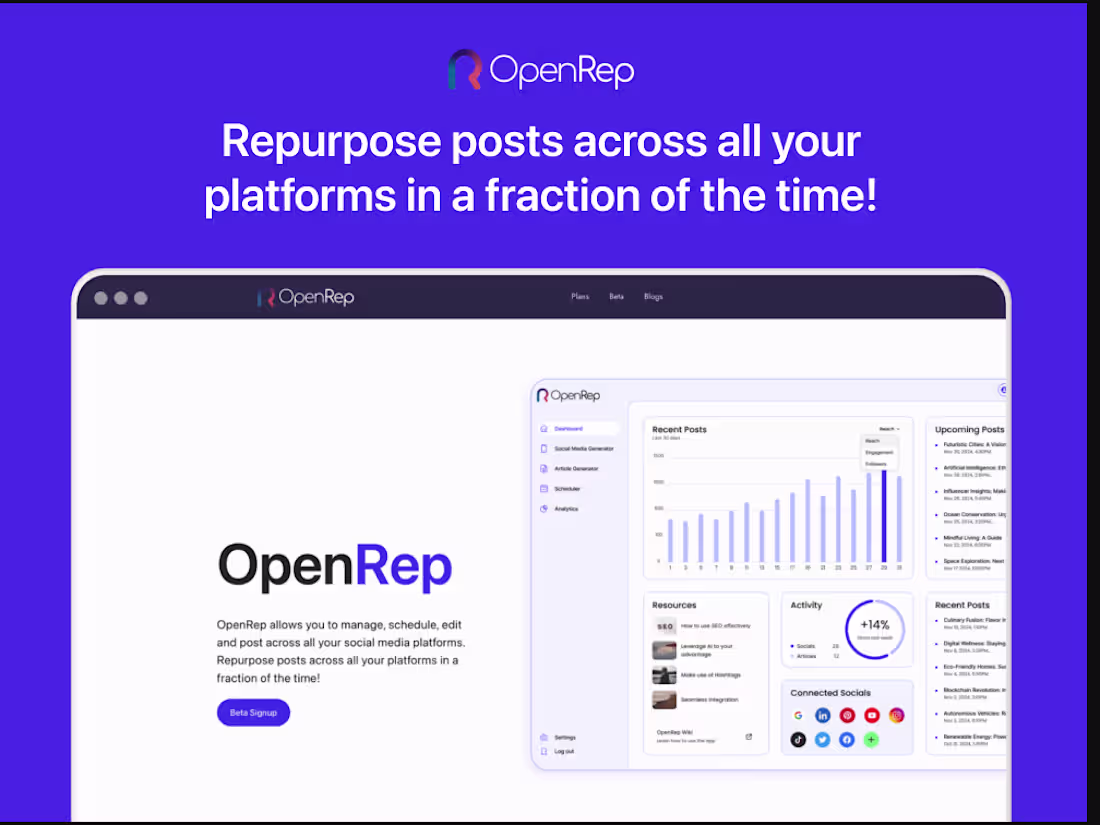 Cover image for OpenRep: AI-based social media management tool (Node.js)