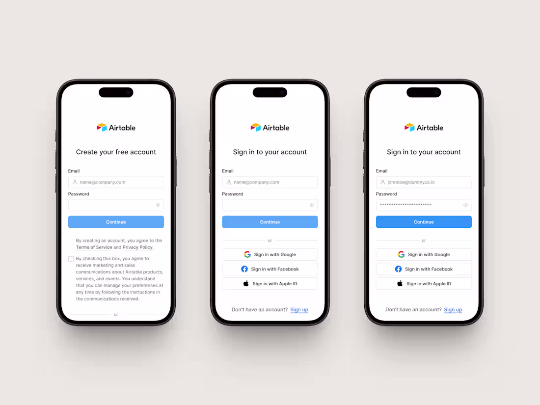 Cover image for Sign-up form redesign for Airtable