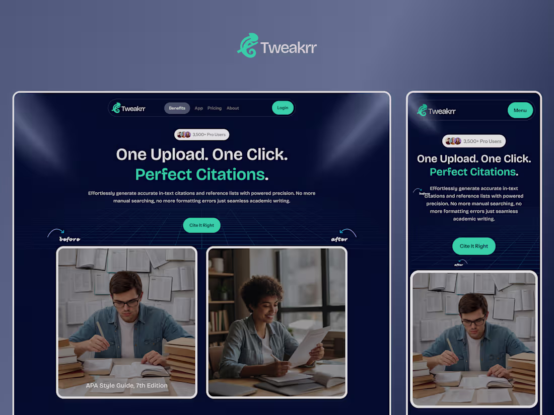 Cover image for Tweakr Website & Web App Redesign