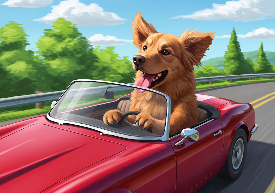 Cover image for A Dog Driving a car