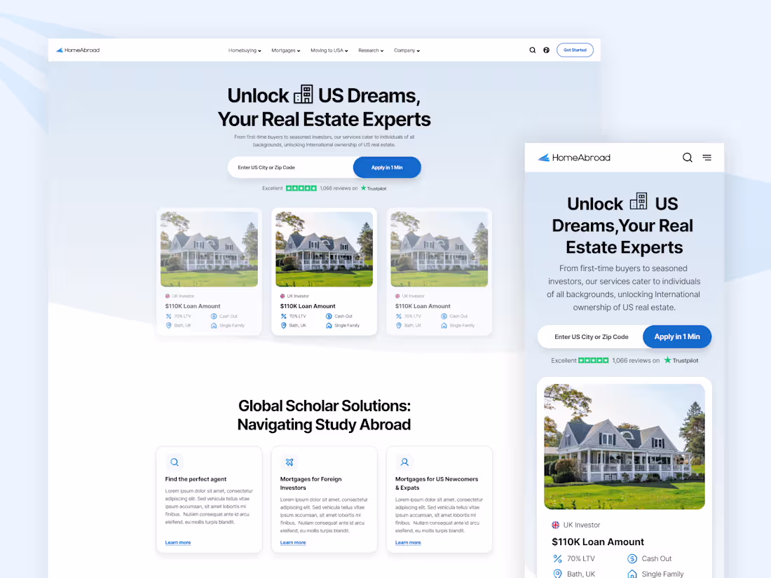 Cover image for HomeAbroad | Real Estate Website Redesign