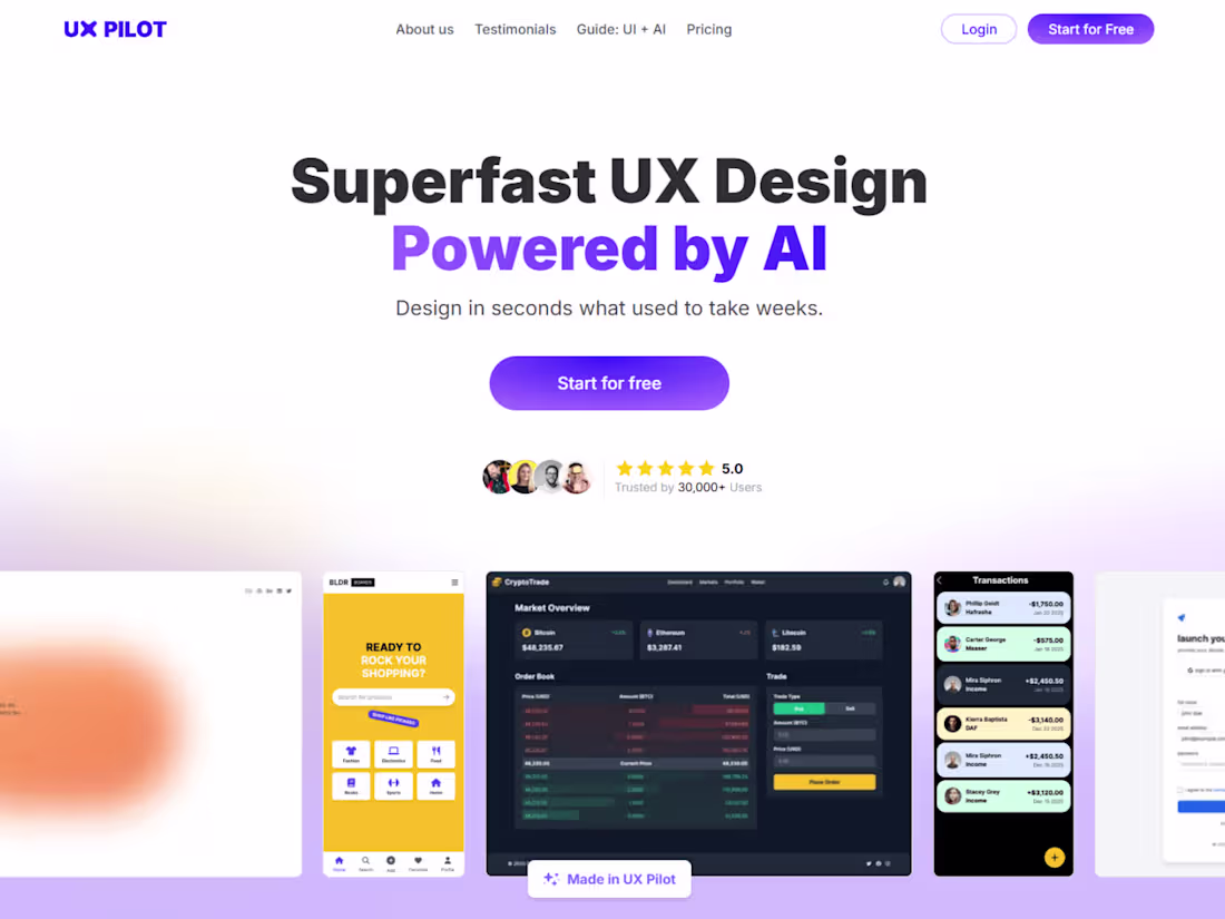 Cover image for UI Design Generation - uxpilot.ai 