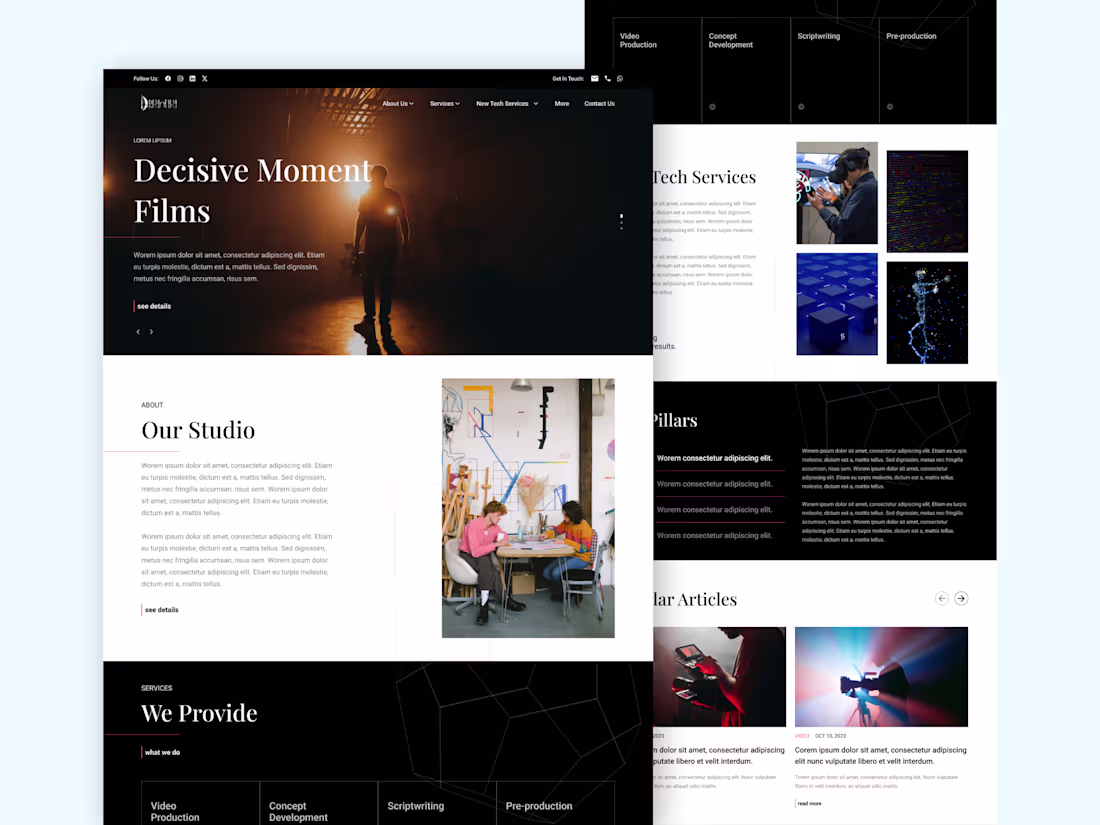 Cover image for UI/UX Design For Films Production Company Website