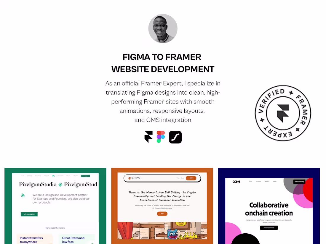 Cover image for FIGMA TO FRAMER  WEBSITE DEVELOPMENT