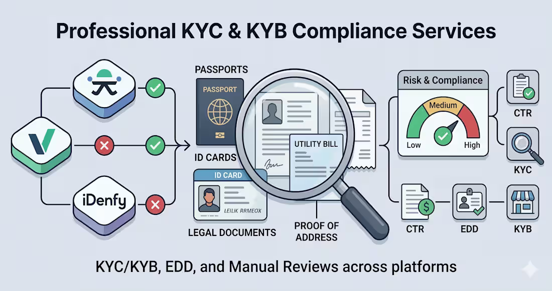 Cover image for KYC Verification via Sumsub, Veriff, iDenfy and Manual Review.
