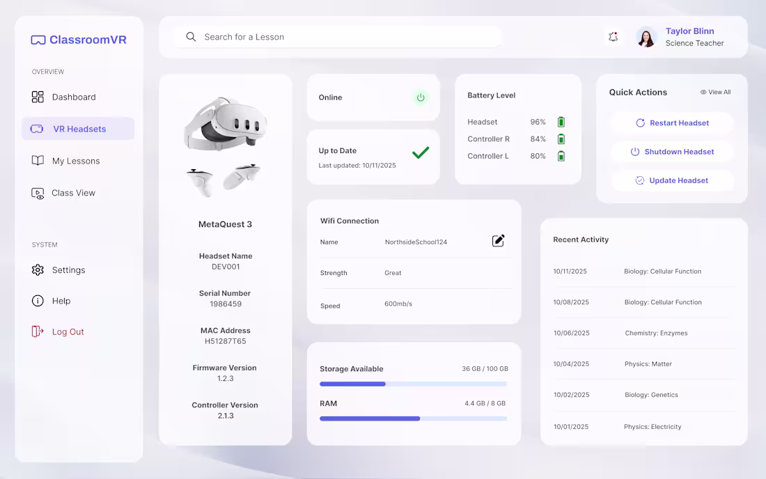 Cover image for Headset management interface designed to