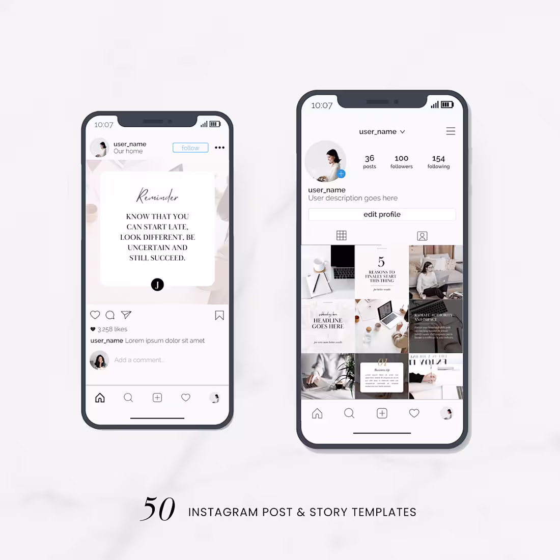 Cover image for Instagram post & stories Canva templates "Joanna"