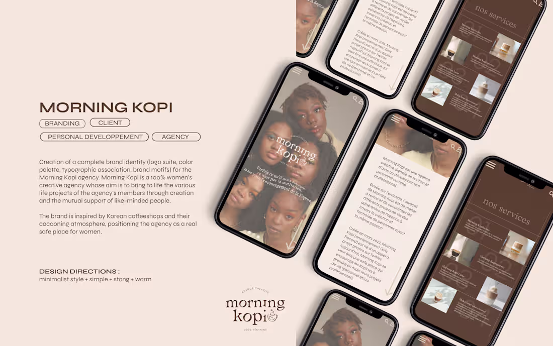 Cover image for MORNING KOPI, a 100% feminin creative agency - brand identity