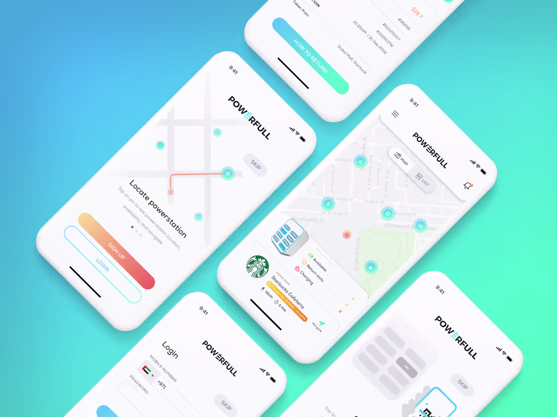 Cover image for Powerfull App - Smart Powerbank Rental | App Design