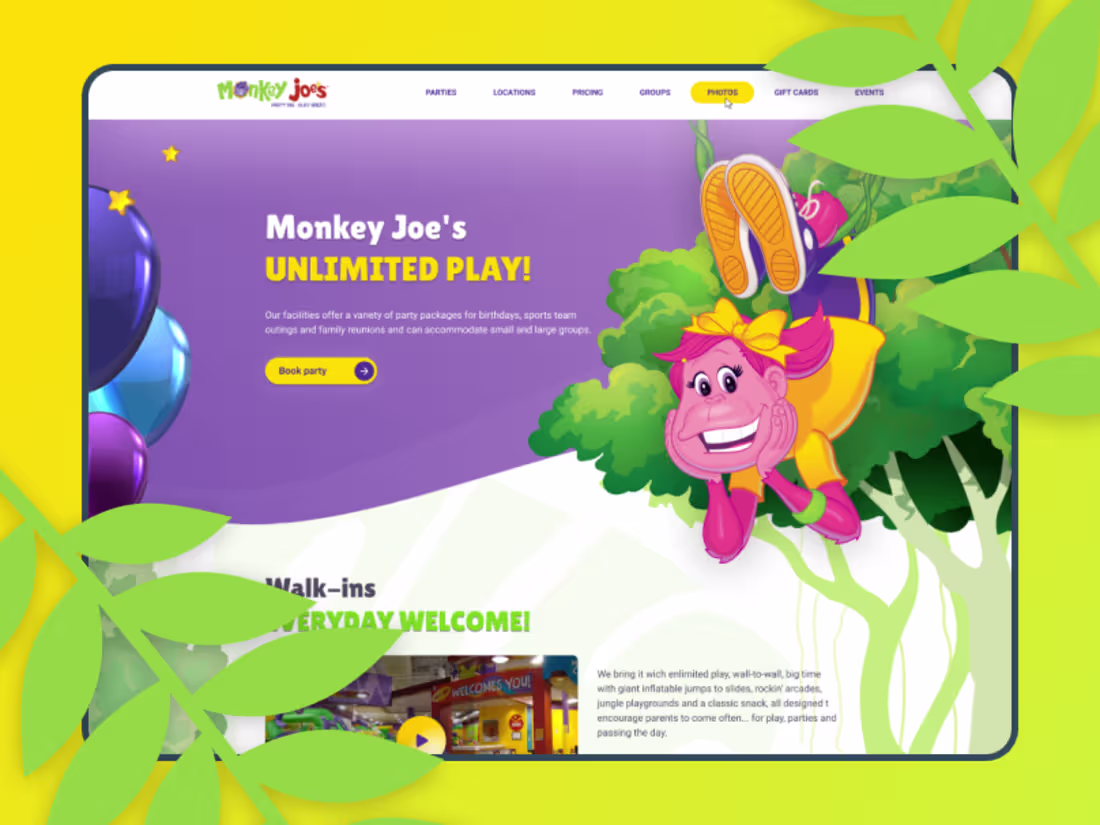 Cover image for Landing Page Design for Monkey Joe's Indoor Entertainment Center