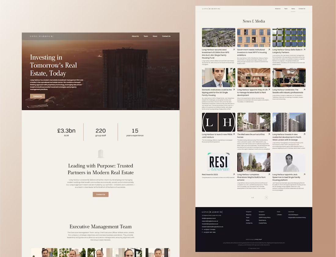 Cover image for Long Harbour website - Figma to Webflow, CMS Blog implementation