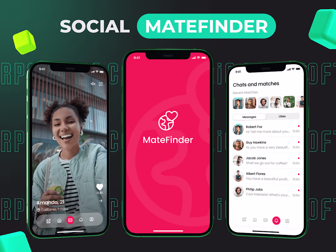 Cover image for Dating mobile app development with a video streaming feature