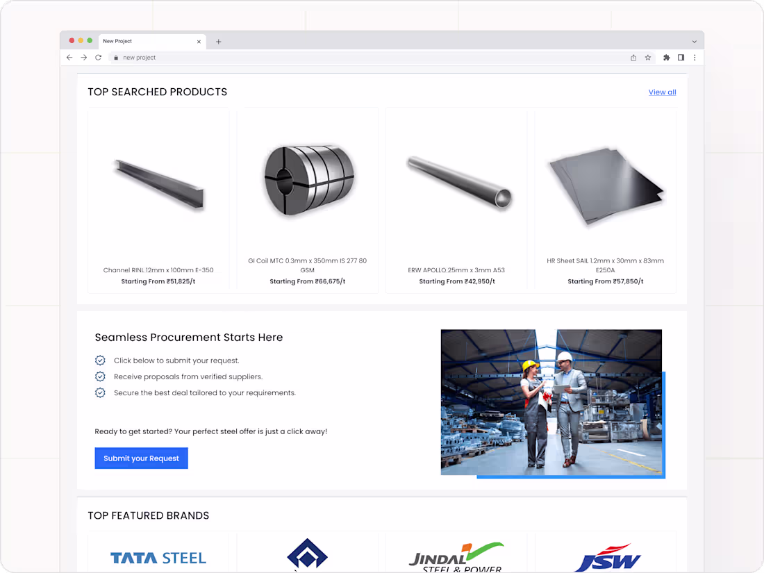 Cover image for A B2B Steel Procurement Platform