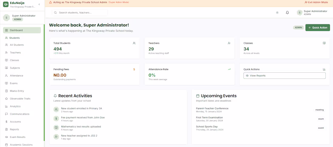 Cover image for Full-scale school management system. Developed to fix issues...