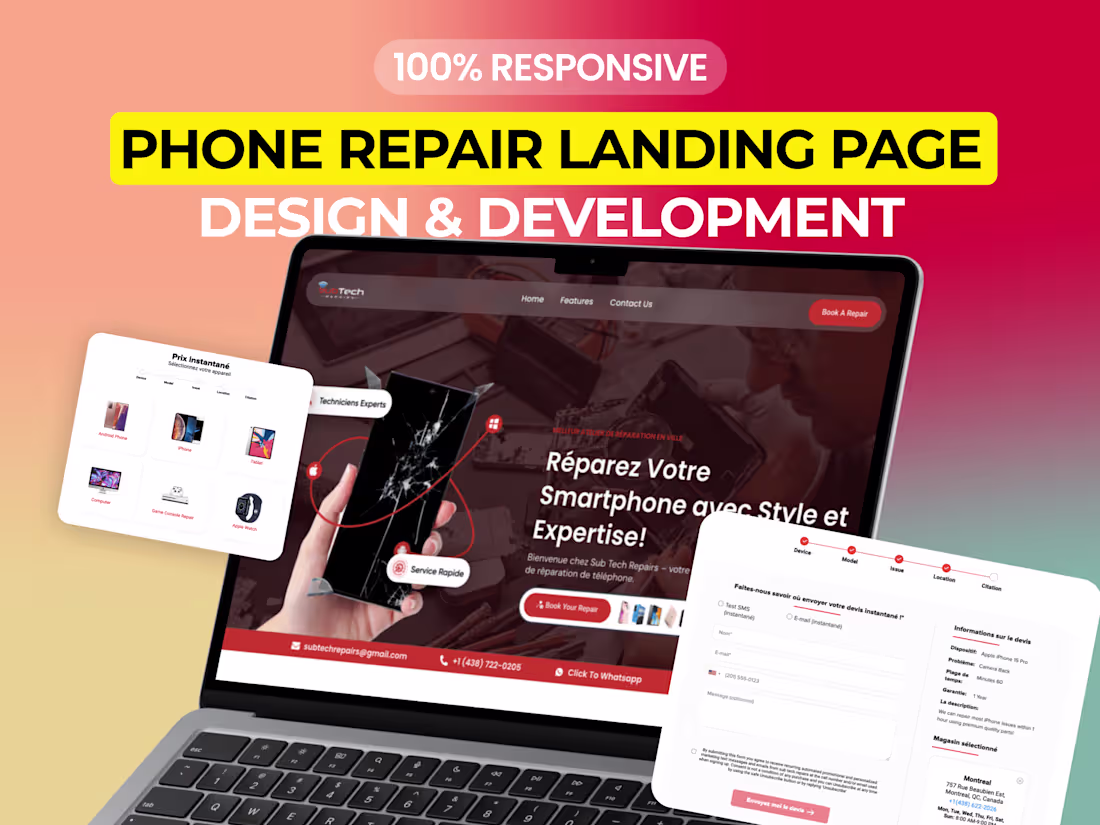 Cover image for Subtech Repairs: A phone repair landing page with booking system