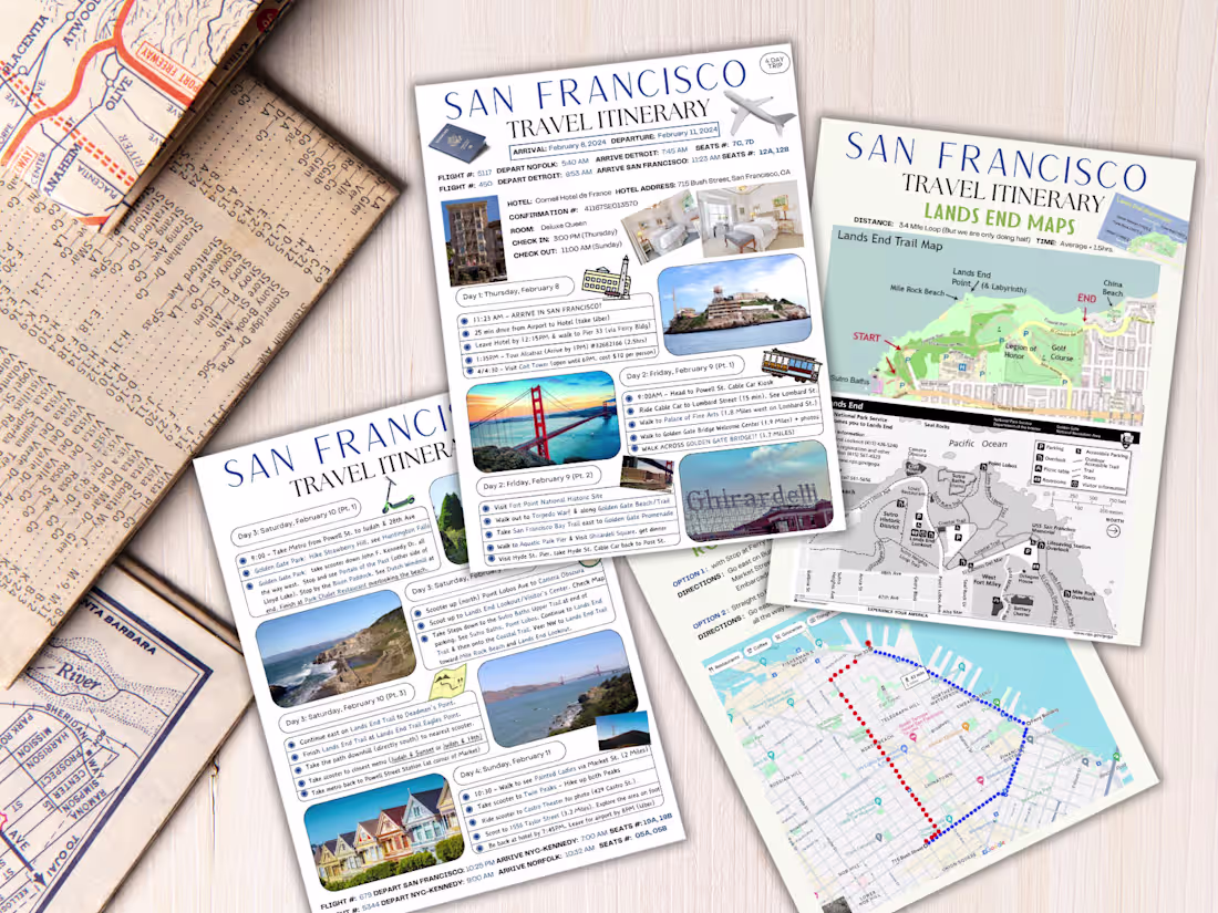 Cover image for Custom Travel Itinerary with Maps & Daily Layouts