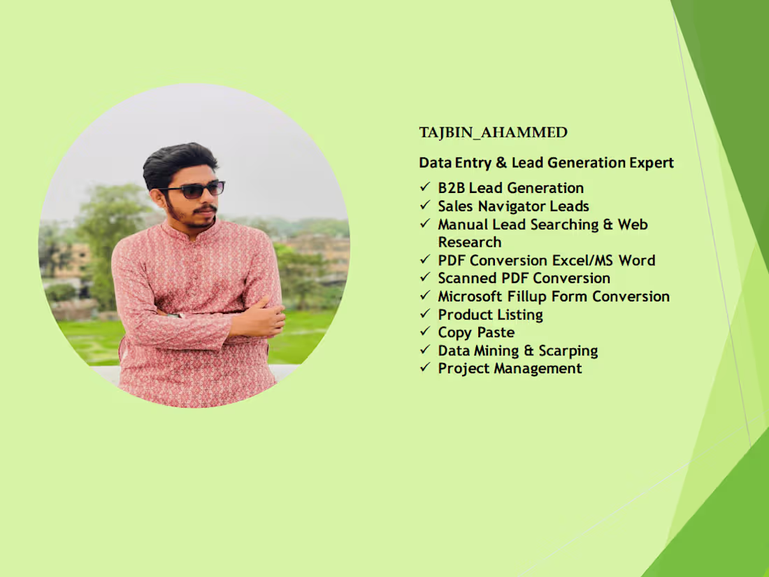 Cover image for data entry,b2b lead generation, influencer research