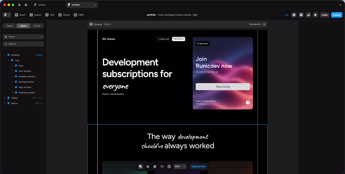 Cover image for Runicdev - built in framer.