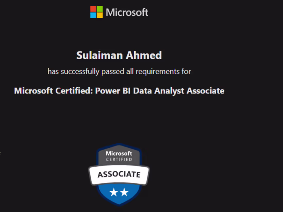 Cover image for I will be your Microsoft certified Power BI Data Analyst