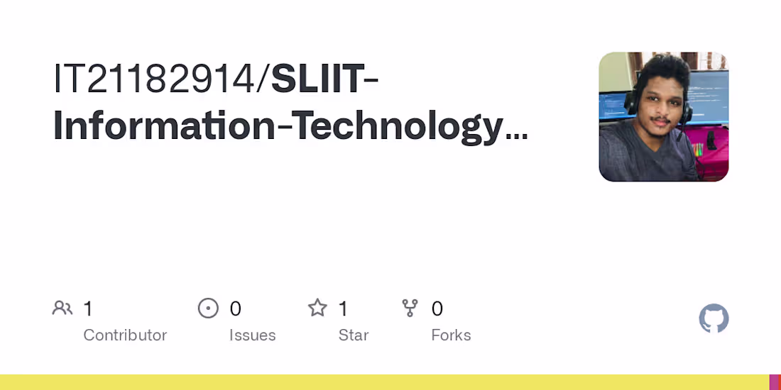 Cover image for IT21182914/SLIIT-Information-Technology-Project