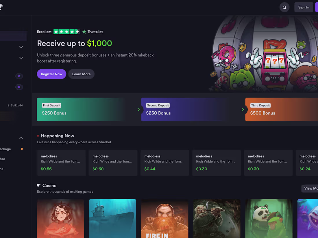 Cover image for Sherbet: Crypto Casino, NFTs & VIP Betting Platform