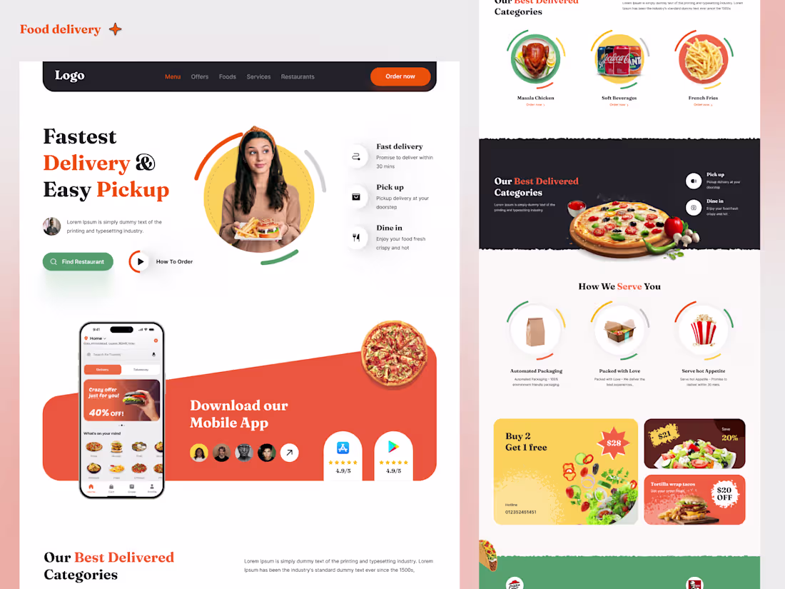 Cover image for Food Delivery Landing Page