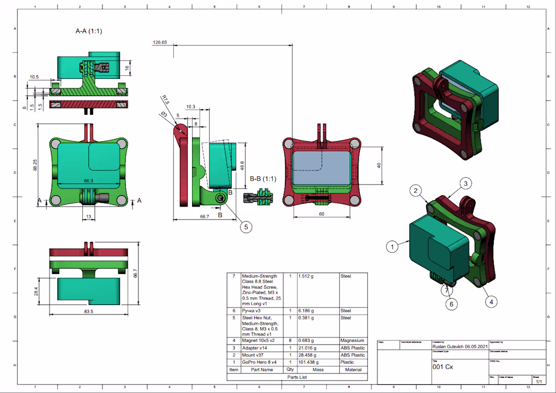 Cover image for Magnetic holder for a goPro camera