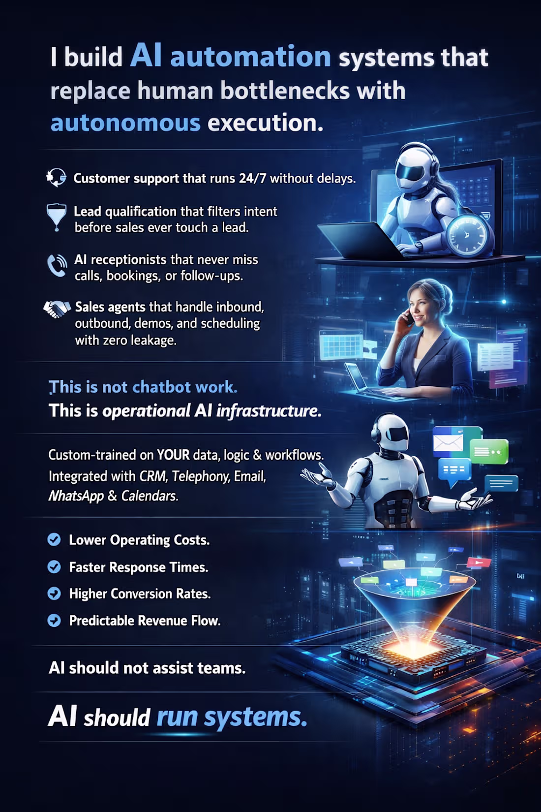 Cover image for I build AI automation systems that replace human bottlenecks...