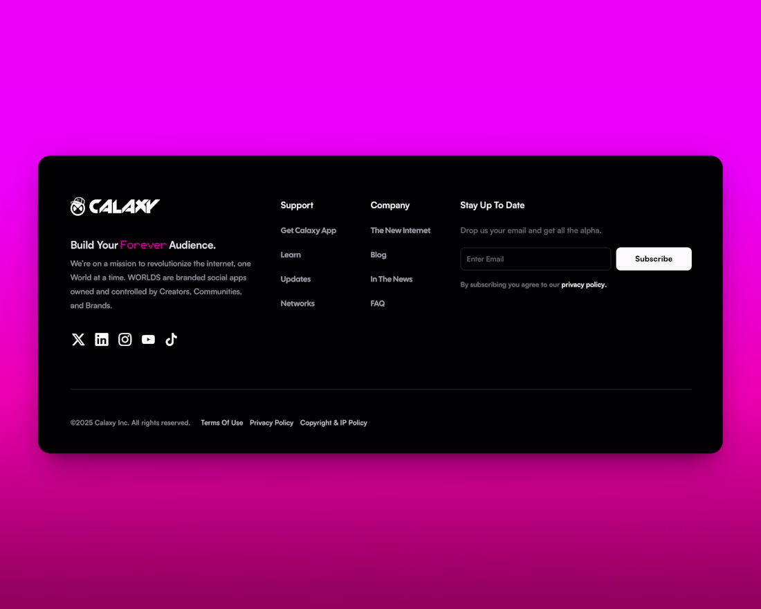 Cover image for http://calaxy.com site footer Nothing too fancy but I'm happ...