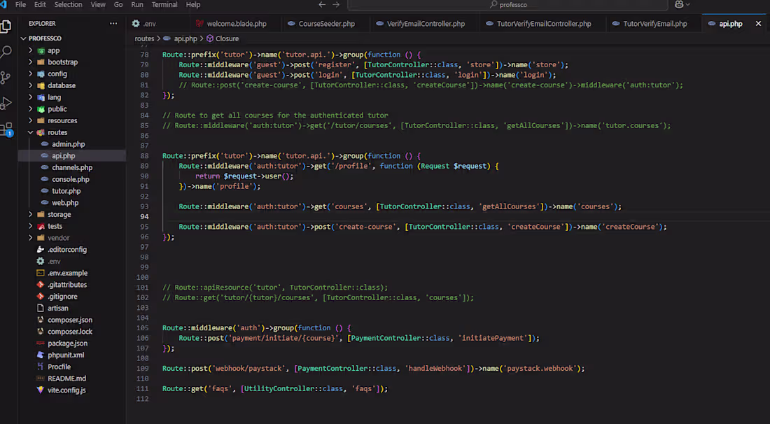 Cover image for Professco (Backend API's with Laravel)