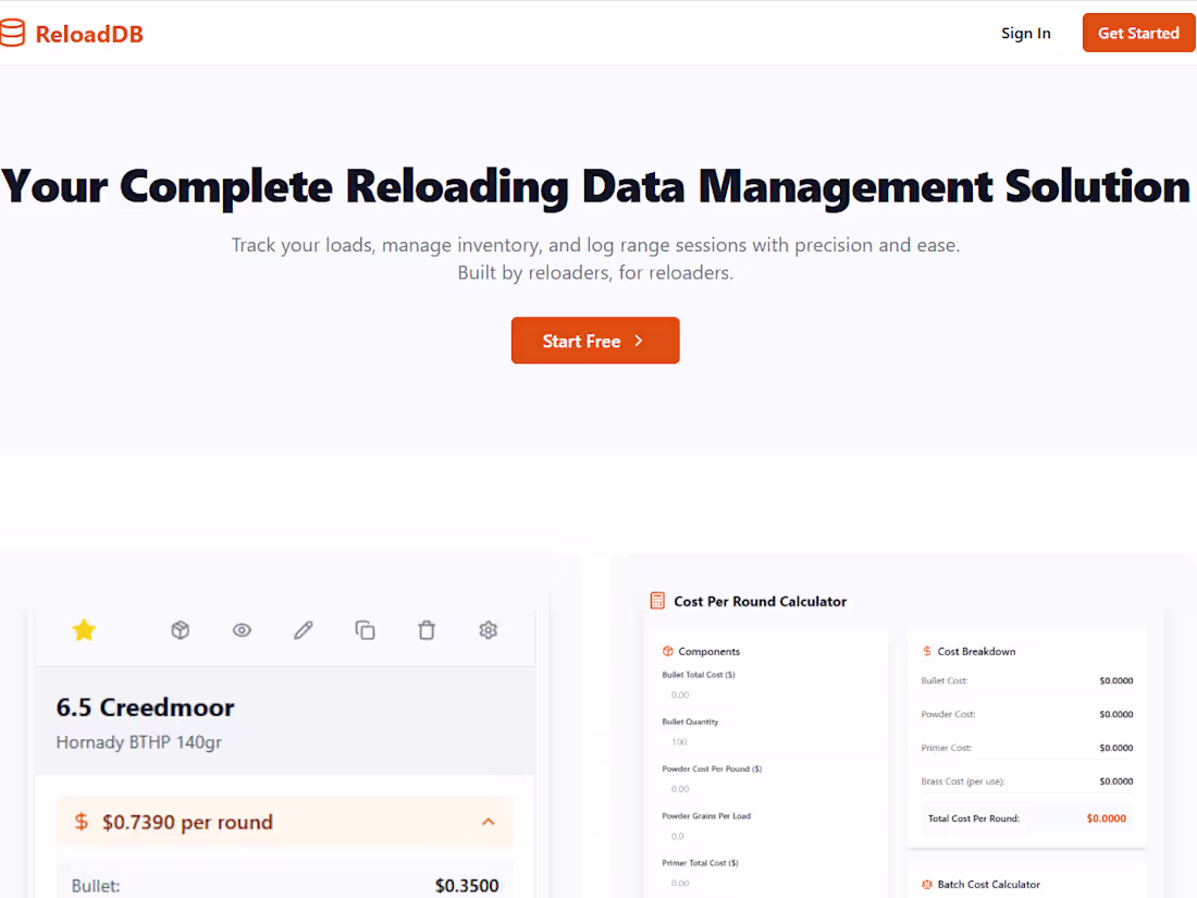 Cover image for Manage your reloading information in one easy to use space.