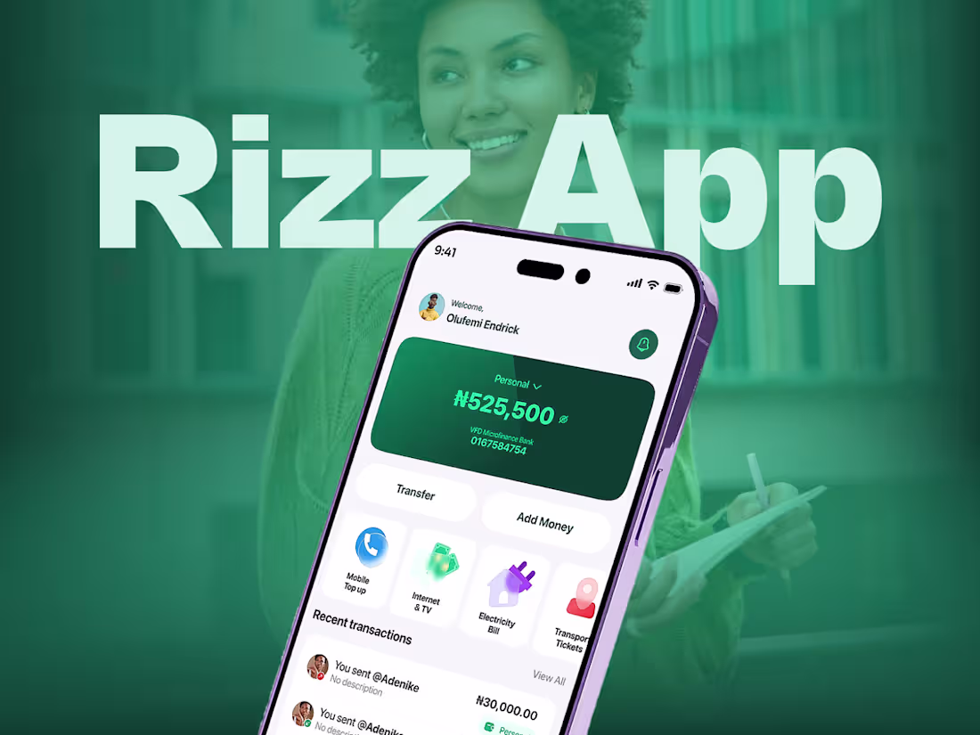 Cover image for Rizz App - Playful, Modern Banking UX