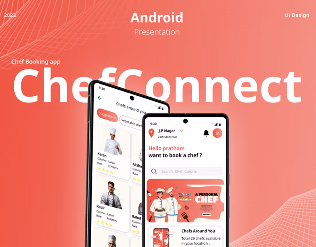 Cover image for Android Presentation - Chef Booking App | Behance