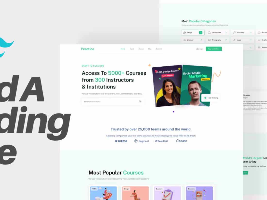 Cover image for Landing Page Development In ReactJS & TailwindCSS