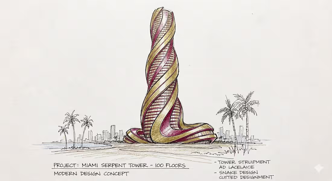 Cover image for MIAMI BEACH RED-GOLD BUILDING SKETCH