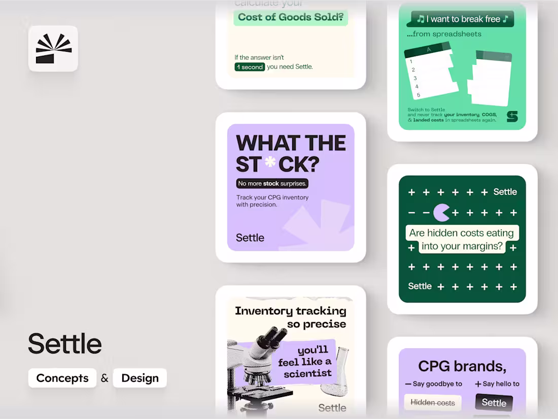 Cover image for Ad Concepts + Designs for Settle