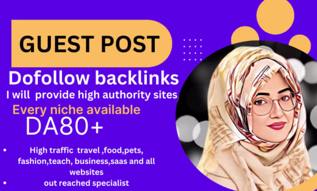 Cover image for I will do guest post on high da DR websites do follow backlinks