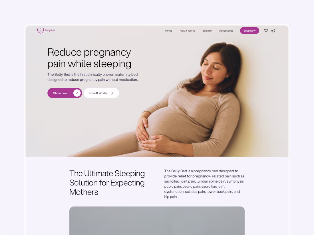Cover image for BellyBed Rental Ecommerce Design | Shopify