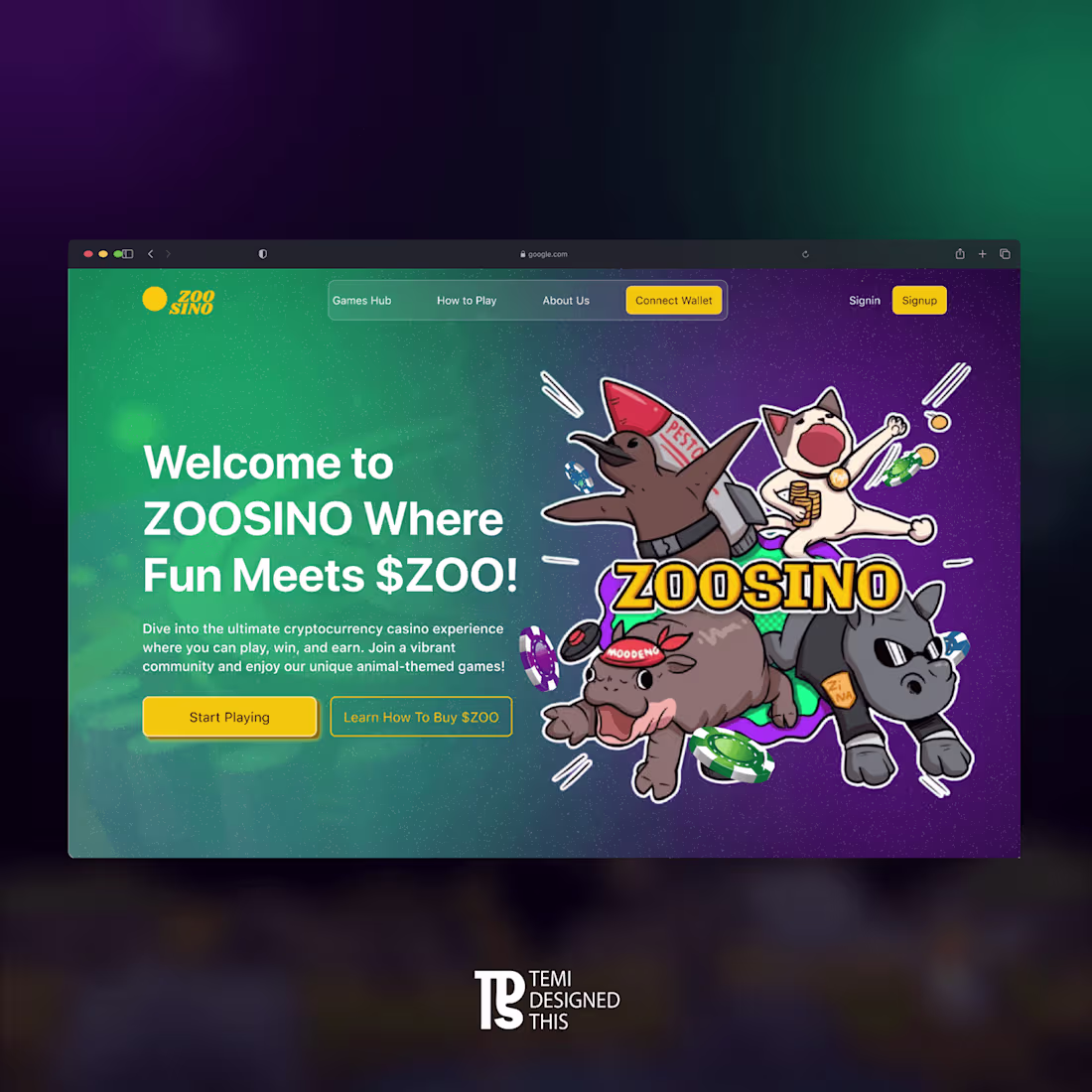 Cover image for Landing Page for a Web3 Casino Game