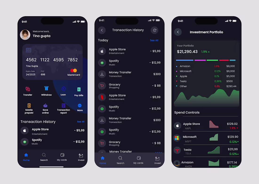 Cover image for Designed a Finance App UI focusing on clarity, accessibility...