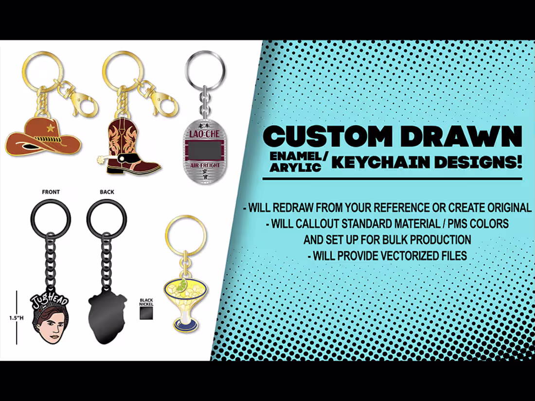 Cover image for I will draw from reference or create new enamel keychain design
