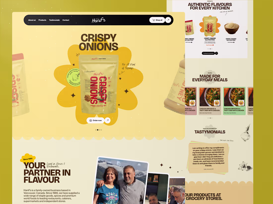 Cover image for Hanif’s Foods Website Redesign