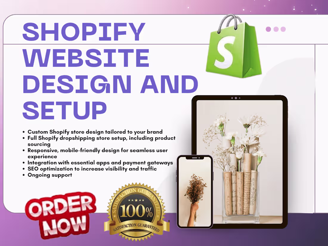 Cover image for shopify website design shopify dropshipping shopify store setup