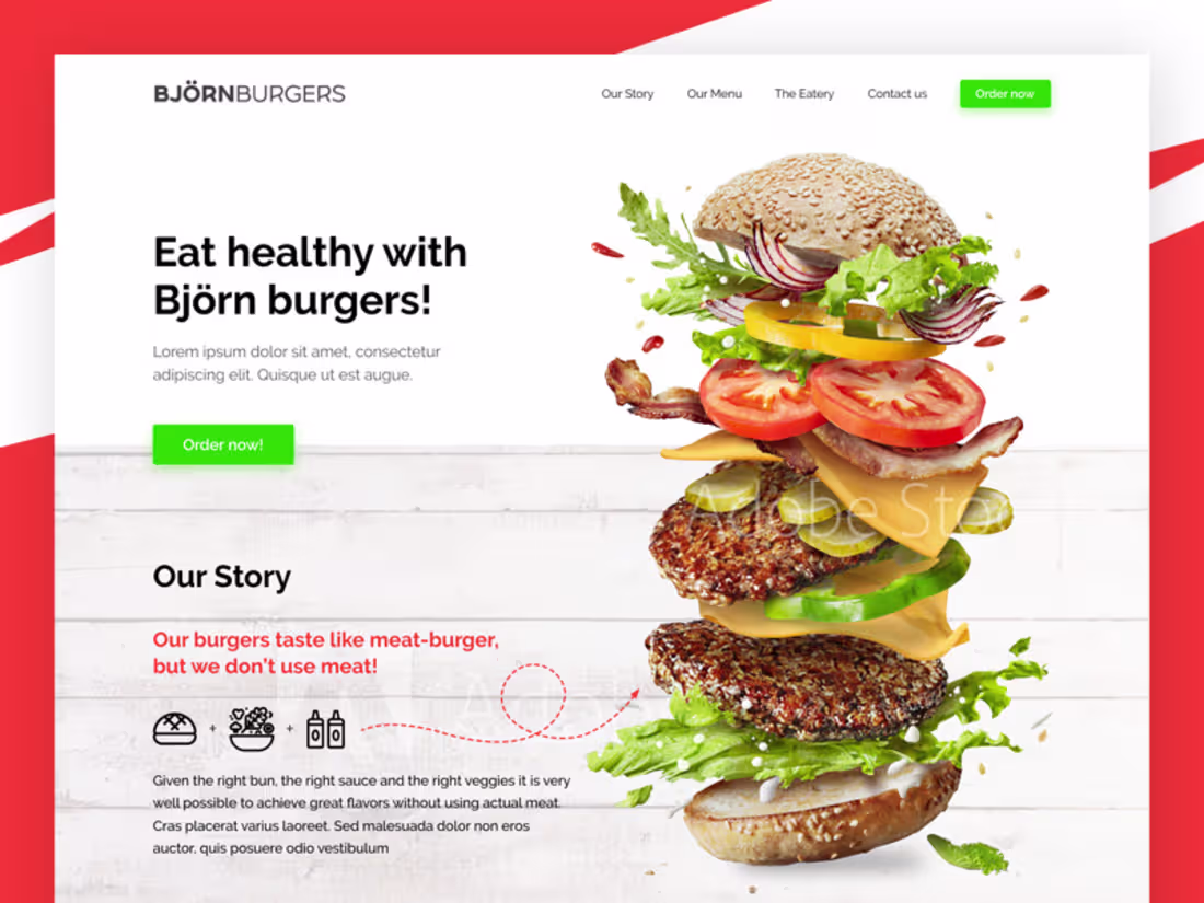 Cover image for Bjorn Burgers - Concept Home page design